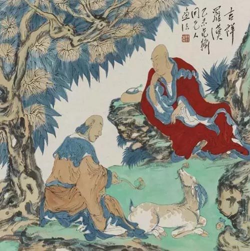 吉祥罗汉50cm×50cm 纸本设色 2015 年