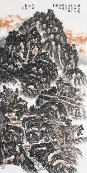 龙 瑞《秋山霞起》