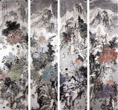 作品人物四条屏