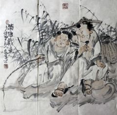 作品清塘戏鱼