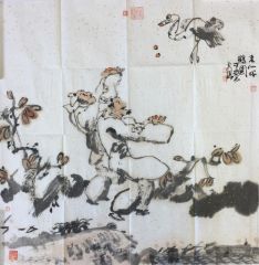 作品老仙戏鹤图