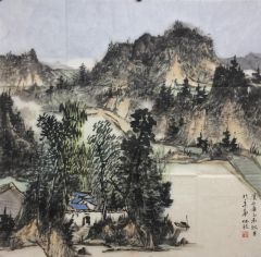 骆旭放作品溪山图