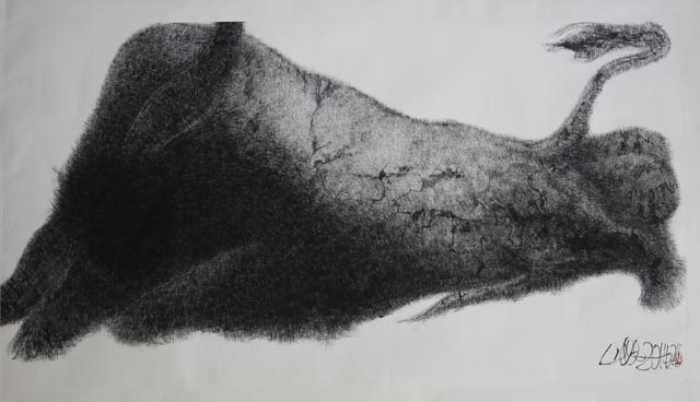 02  中国牛  宣纸水墨  180×96  2012年.jpg