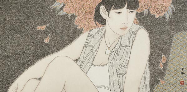 田野 《桃花源之人常在》70cm34cm 2015年 纸本重彩.jpg