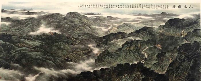 著名山水画家程振国,张复兴为人民大会堂宁夏厅共同创作的中国画巨幅