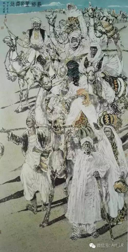 中国画《马格里布迁徙》刘选让教授与吉佩定会长合作.jpg