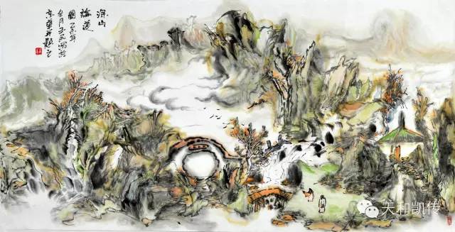 李玉民《深山论道图》136cmx70cm 2015.jpg