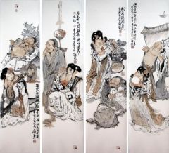 张立奎作品四条屏