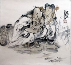 张立奎作品赏鱼图