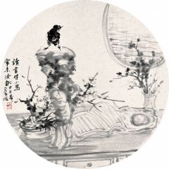 周逢俊作品读书时小鸟常来凑趣