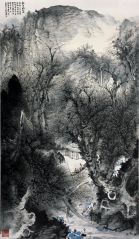周逢俊作品溪舟听松图