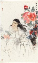 孟刚作品闲坐花荫香满衣