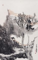 李博作品疏林远峰隐