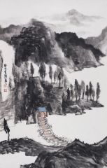 李博作品秋江云隐