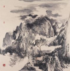 李博作品秋山烟雨图