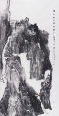 李博作品暗谷幽岩状奇新