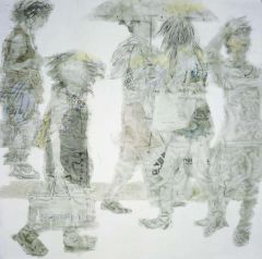 杨柳作品女人街上的太阳伞