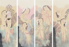 赵锦龙作品人体四条屏