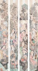 赵锦龙作品古韵雅风四条屏