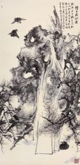 周逢俊作品怪石扶松图