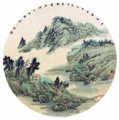 韦韬作品山水扇面36