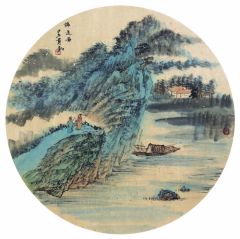 韦韬作品山水扇面34