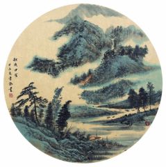 韦韬作品山水扇面33