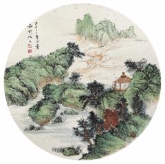 韦韬作品山水扇面32