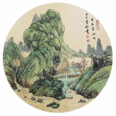 韦韬作品山水扇面31