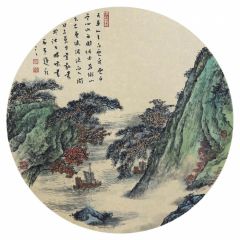 韦韬作品山水扇面30
