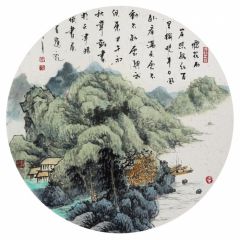 韦韬作品山水扇面29