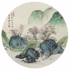 韦韬作品山水扇面24