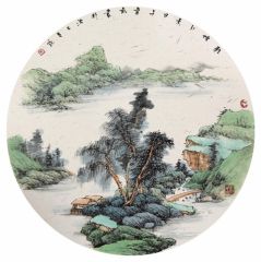 韦韬作品山水扇面23