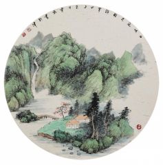 韦韬作品山水扇面22