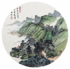 韦韬作品山水扇面20