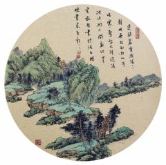 韦韬作品山水扇面17