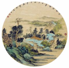 韦韬作品山水扇面14