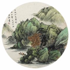 韦韬作品山水扇面13
