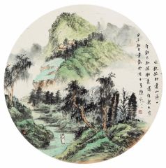 韦韬作品山水扇面10