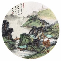 韦韬作品山水扇面03