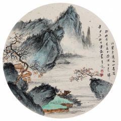 韦韬作品山水扇面02