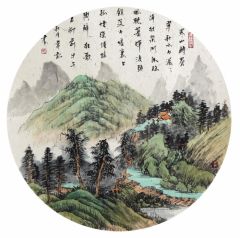 韦韬作品山水扇面01