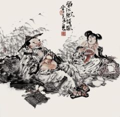 张立奎作品秋江赋诗图