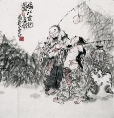 张立奎作品秋江垂钓图
