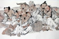 张立奎作品群仙听琴图(局部)