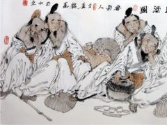 张立奎作品群仙赋酒图(局部)