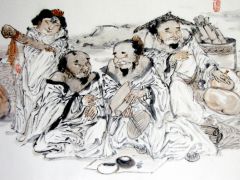 张立奎作品七贤调心图(局部)