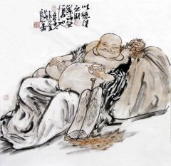 张立奎作品以德得之财乐而无忧也