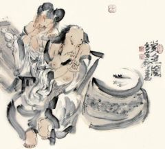 张立奎作品赏鱼图