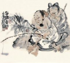 张立奎作品春塘垂钓